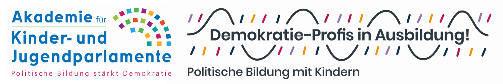 Logos der Akademie Kinder- und Jugendparlamente und der Demokratie-Profis